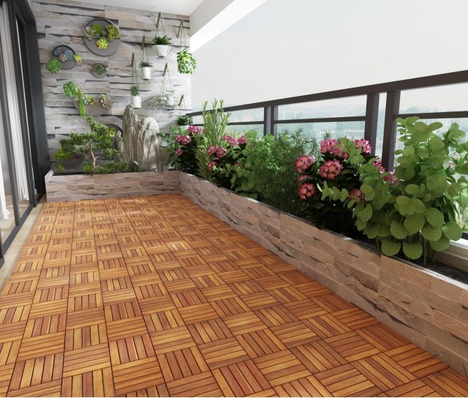 100% Acacia wood tiles